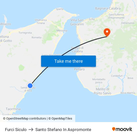 Furci Siculo to Santo Stefano In Aspromonte map