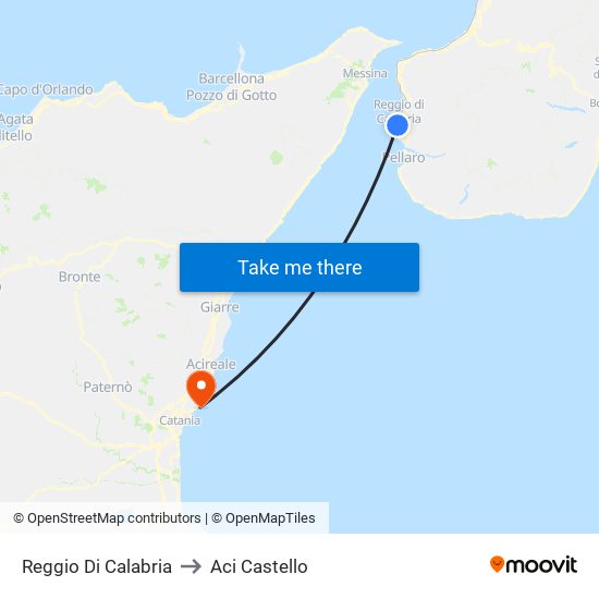 Reggio Di Calabria to Aci Castello map