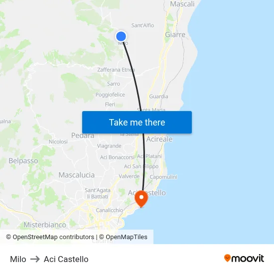 Milo to Aci Castello map