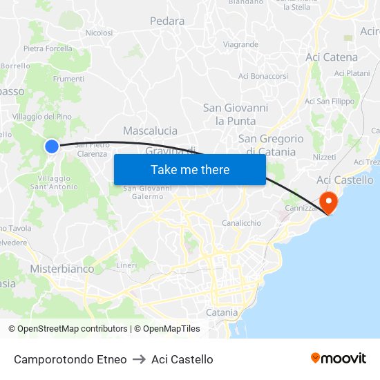 Camporotondo Etneo to Aci Castello map