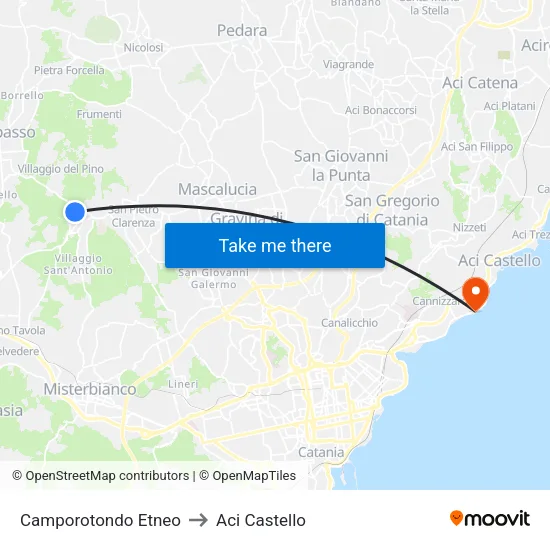 Camporotondo Etneo to Aci Castello map