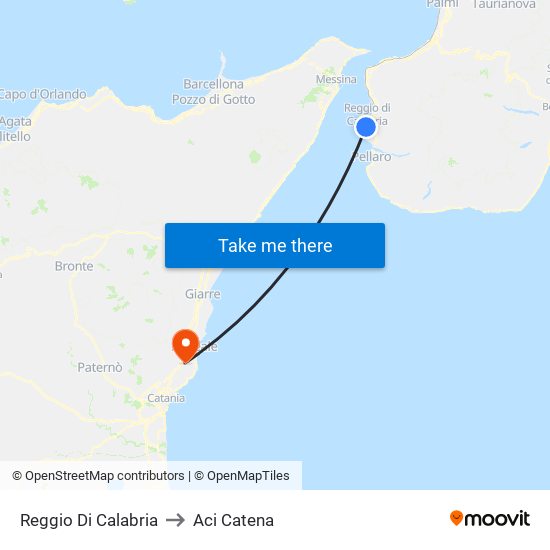 Reggio Di Calabria to Aci Catena map