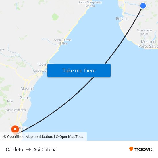 Cardeto to Aci Catena map