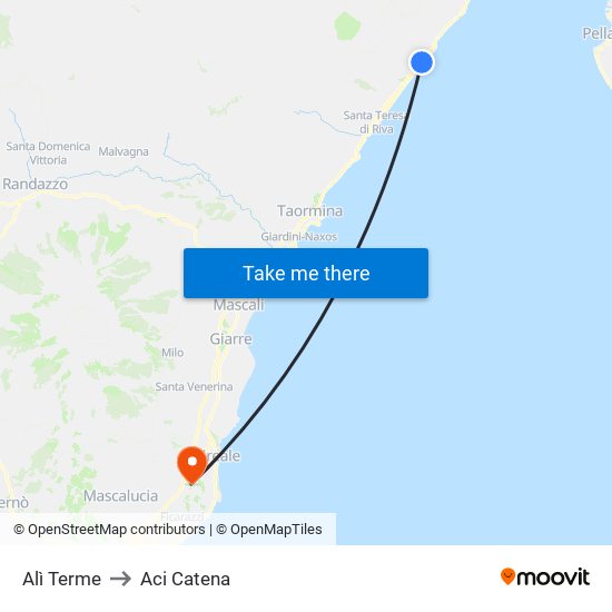 Alì Terme to Aci Catena map