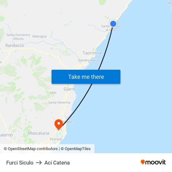 Furci Siculo to Aci Catena map