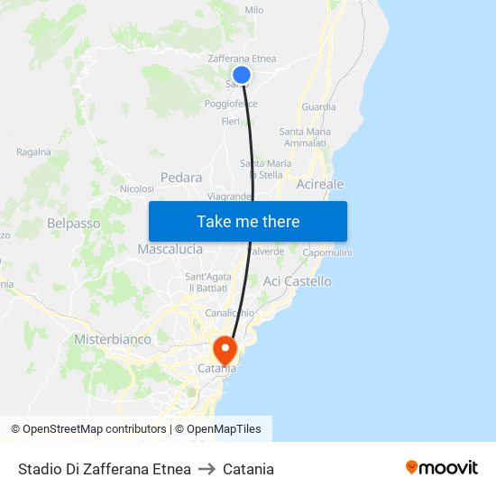 Stadio Di Zafferana Etnea to Catania map