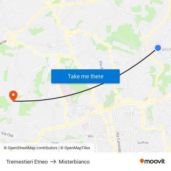 Tremestieri Etneo to Misterbianco map