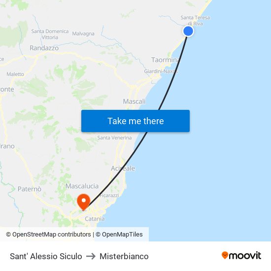Sant' Alessio Siculo to Misterbianco map