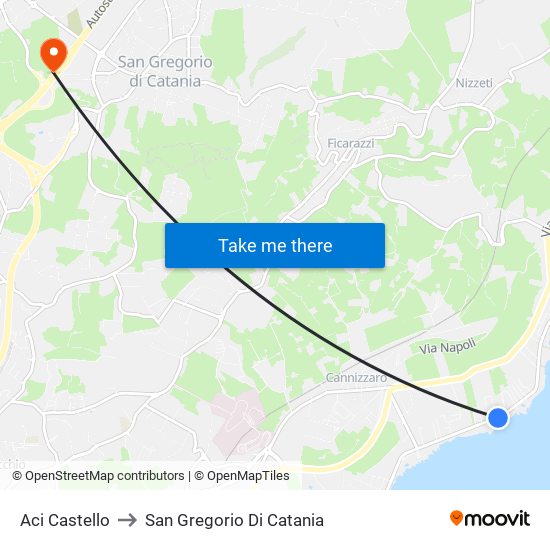 Aci Castello to San Gregorio Di Catania map