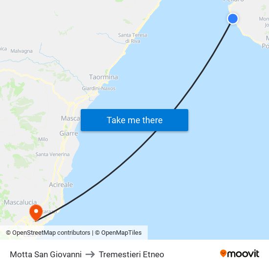 Motta San Giovanni to Tremestieri Etneo map