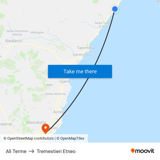 Alì Terme to Tremestieri Etneo map