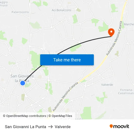 San Giovanni La Punta to Valverde map