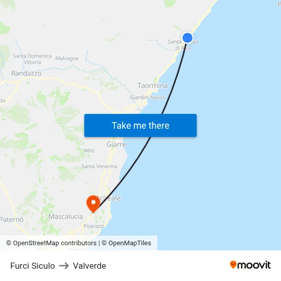 Furci Siculo to Valverde map