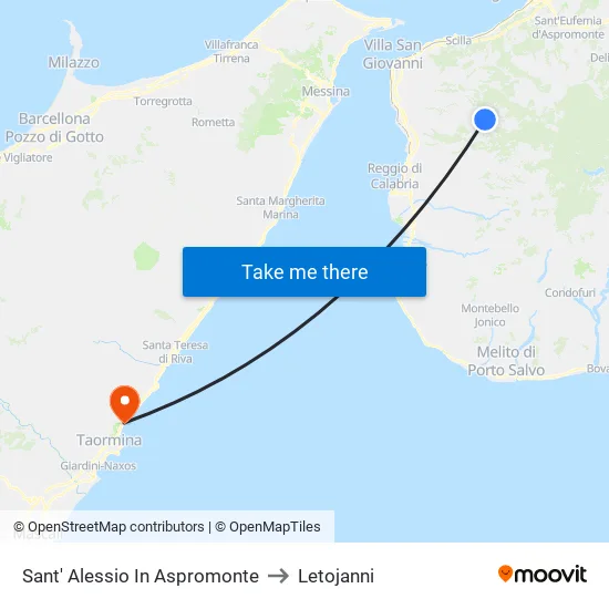 Sant' Alessio In Aspromonte to Letojanni map