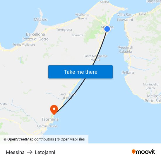 Messina to Letojanni map
