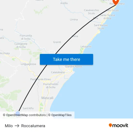 Milo to Roccalumera map