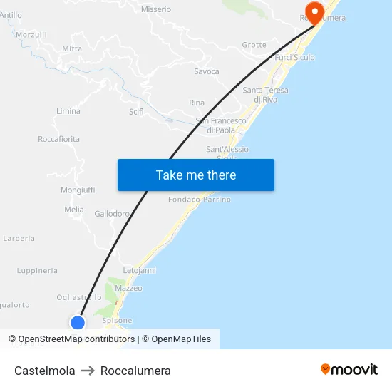 Castelmola to Roccalumera map