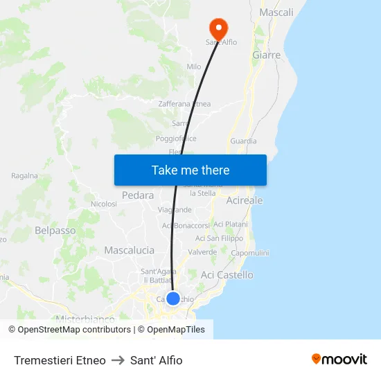 Tremestieri Etneo to Sant' Alfio map