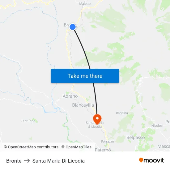 Bronte to Santa Maria di Licodia map