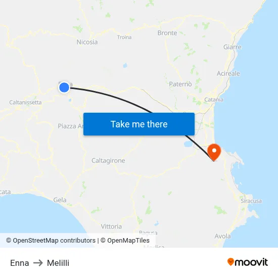 Enna to Melilli map