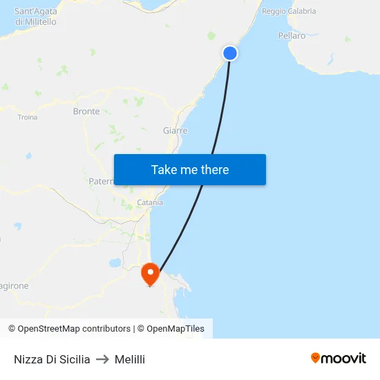 Nizza Di Sicilia to Melilli map