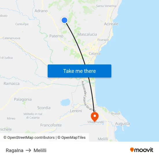 Ragalna to Melilli map