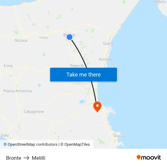 Bronte to Melilli map