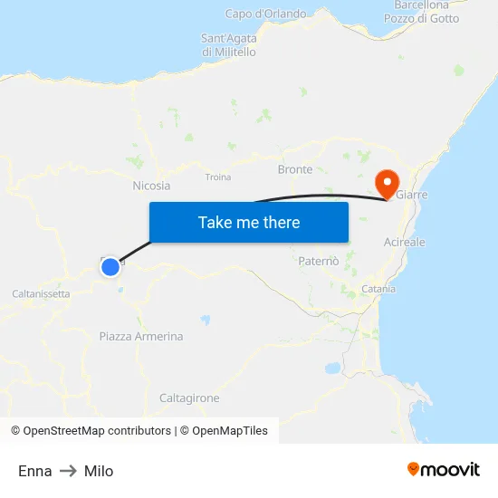 Enna to Milo map
