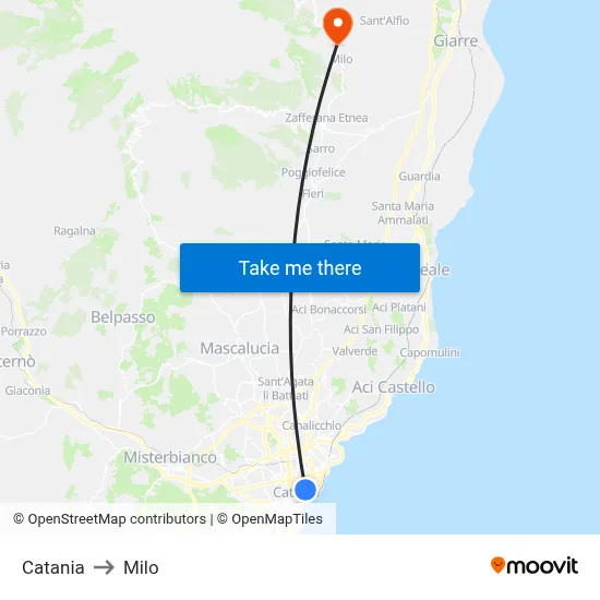Catania to Milo map