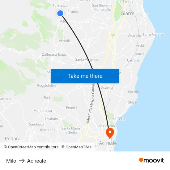 Milo to Acireale map