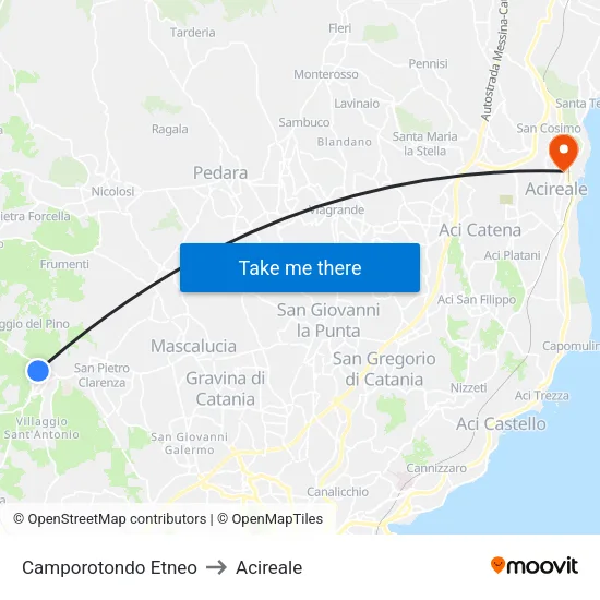 Camporotondo Etneo to Acireale map