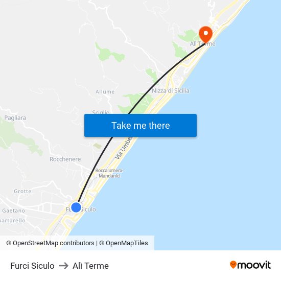 Furci Siculo to Alì Terme map