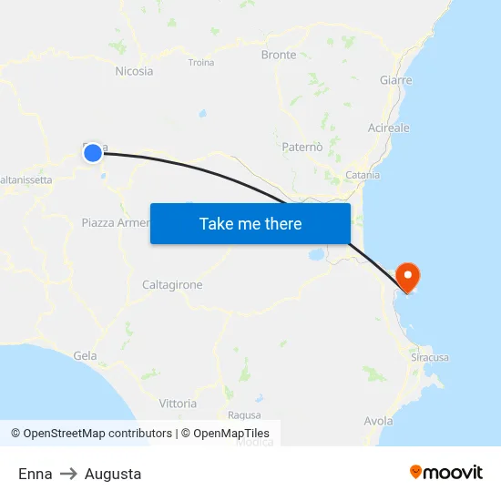 Enna to Augusta map