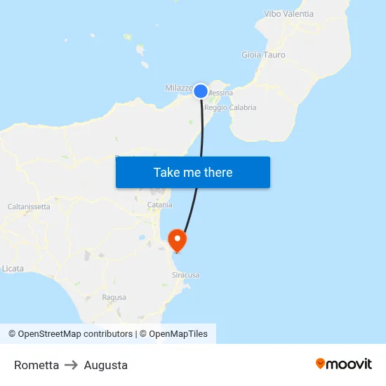Rometta to Augusta map