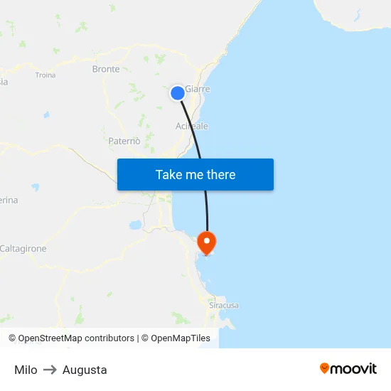 Milo to Augusta map