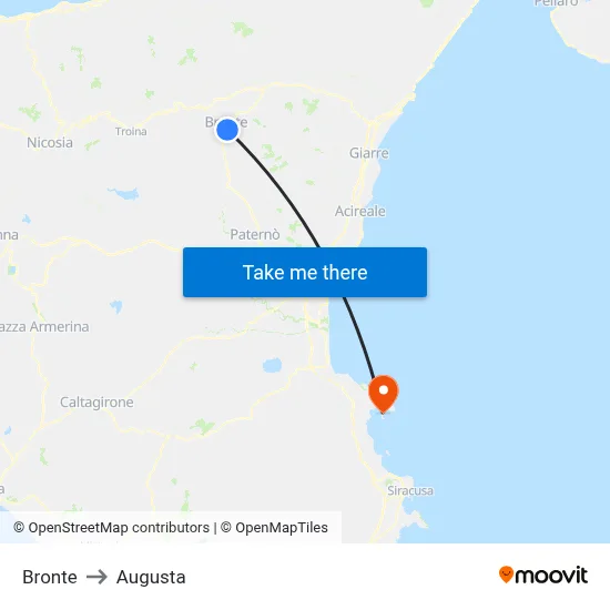 Bronte to Augusta map