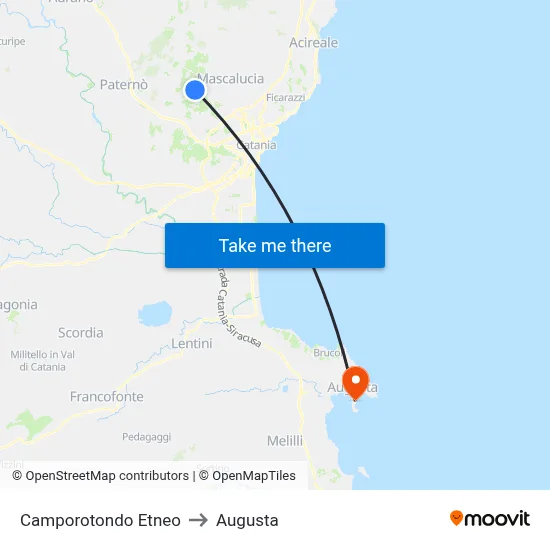 Camporotondo Etneo to Augusta map