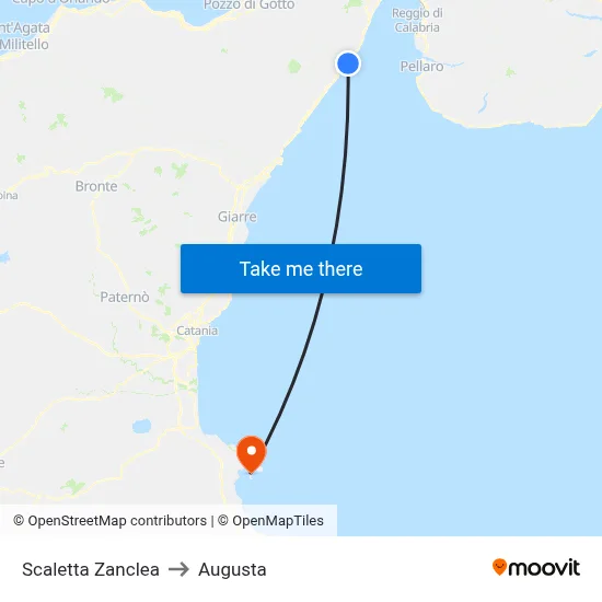 Scaletta Zanclea to Augusta map
