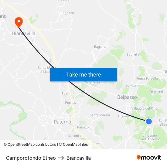 Camporotondo Etneo to Biancavilla map