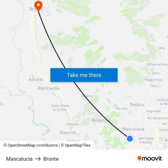 Mascalucia to Bronte map