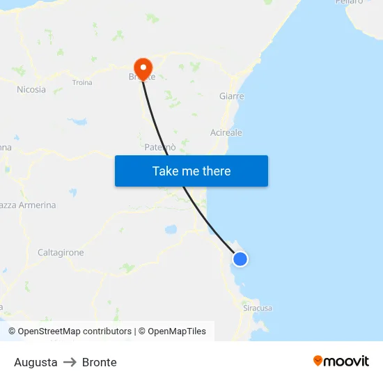 Augusta to Bronte map