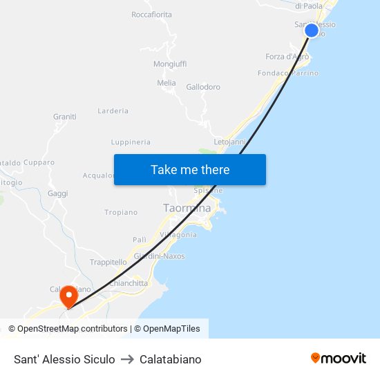 Sant' Alessio Siculo to Calatabiano map