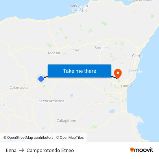 Enna to Camporotondo Etneo map