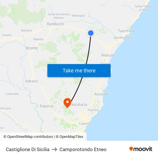 Castiglione Di Sicilia to Camporotondo Etneo map