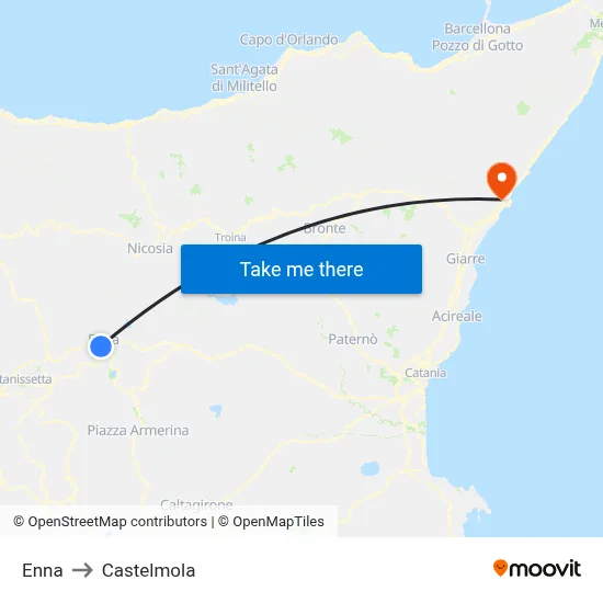 Enna to Castelmola map