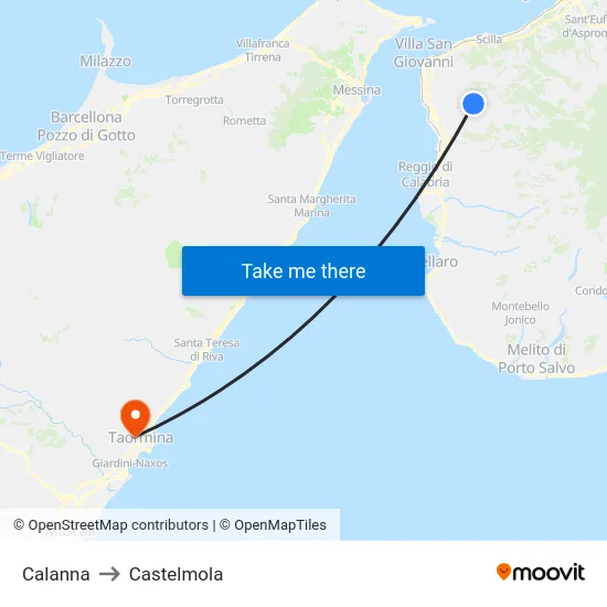 Calanna to Castelmola map