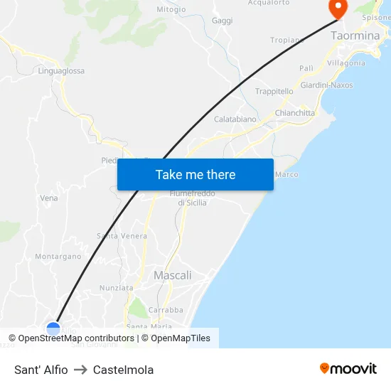 Sant' Alfio to Castelmola map