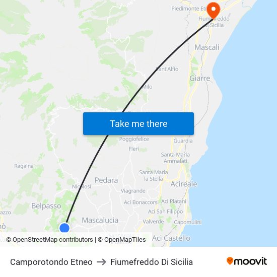Camporotondo Etneo to Fiumefreddo Di Sicilia map