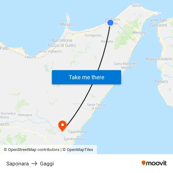 Saponara to Gaggi map