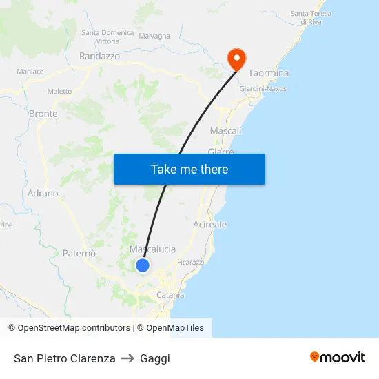 San Pietro Clarenza to Gaggi map